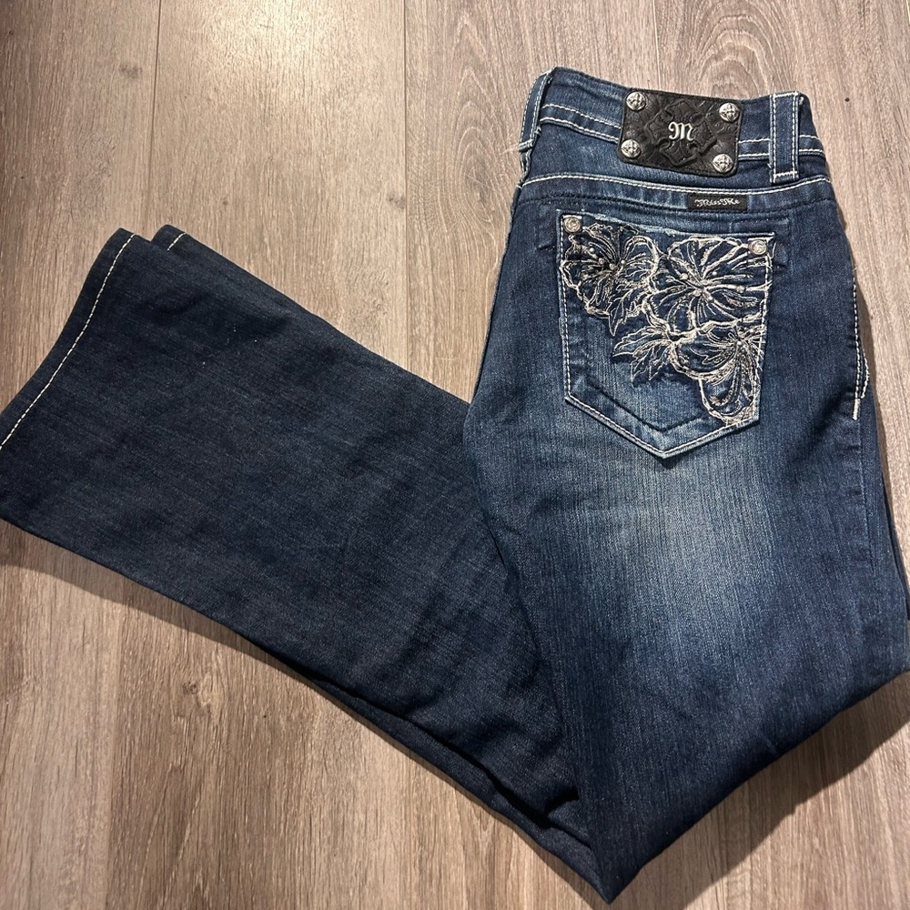 Miss Me Low Rise Floral Boot Cut Jeans Size 30